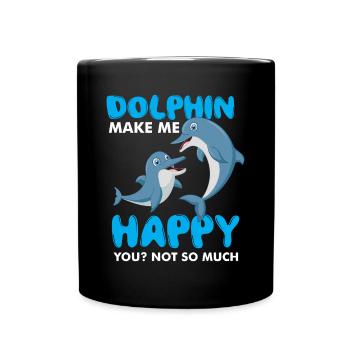 Cute Dolphins Funny Whales Underwater World - Full Colour Mug - black - Front