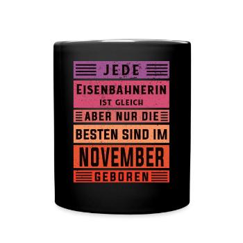 Lokführer Geburtstag November geboren - Tasse einfarbig - Schwarz - Vorne