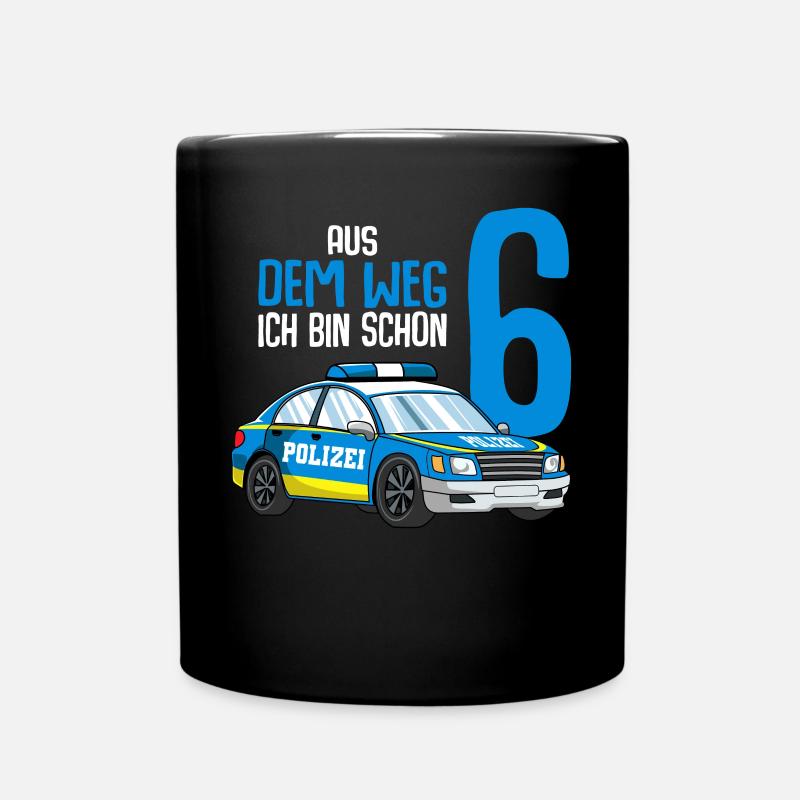 6. Geburtstag Polizei 6 Jahre Kinder Junge - Tasse einfarbig - Schwarz