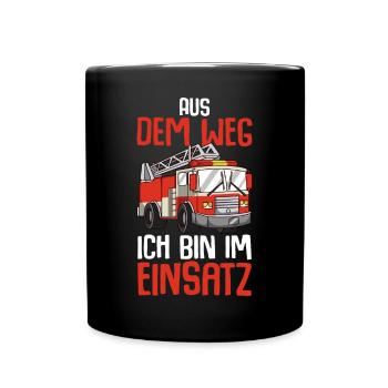 Feuerwehr Feuerwehrmann Feuerwehrauto - Tasse einfarbig - Schwarz - Vorne