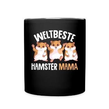 Hamster Mama Goldhamster Damen - Tasse einfarbig - Schwarz - Vorne