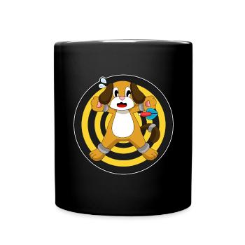 Hund Dart Dartpfeil Dartscheibe - Tasse einfarbig - Schwarz - Vorne