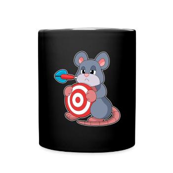 Maus Dart Dartpfeil Dartscheibe - Tasse einfarbig - Schwarz - Vorne