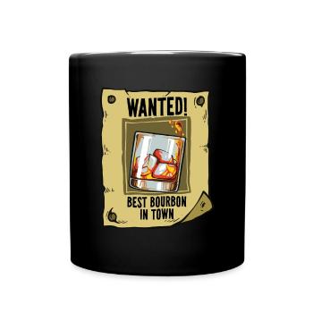 Wanted Poster Best Bourbon Drinking Quote Magic Br - Full Colour Mug - black - Front