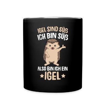 Igel sind süß Kinder Mädchen Damen - Tasse einfarbig - Schwarz - Vorne