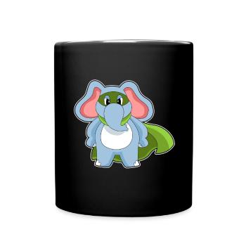 Elephant Superhero Cloak - Full Colour Mug - black - Front