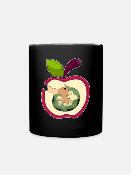Raupe Apfel - Tasse einfarbig - Schwarz