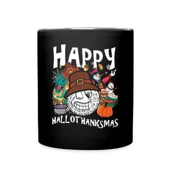 Hallothanksmas Golf Halloween Christmas - Full Colour Mug - black - Front