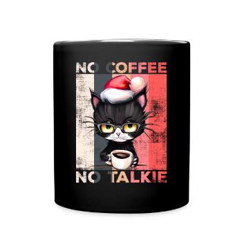 No Coffee No Talkie Cat Coffee Christmas - Full Colour Mug - black - Front