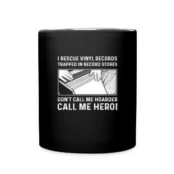 Je sauve les vinyles piégés dans les magasins de disques. - Mug uni - noir - Devant