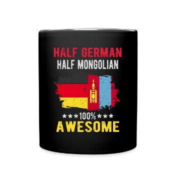 Half German half Mongolian - Full Colour Mug - black - Front