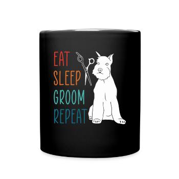 Manger Sommeil Groom Repeat Shirt Chien Coiffeur - Mug uni - noir - Devant