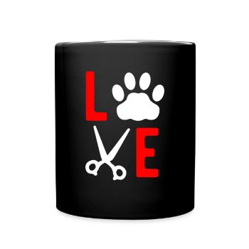 Love Dog Groomer Shirt Gift Dogs Hairdresser - Full Colour Mug - black - Front