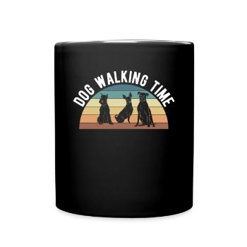 Dog Walking Time Hunde Sitter Shirt Geschenk - Tasse einfarbig - Schwarz - Vorne