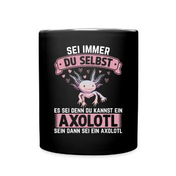 Axolotl Querzahnmolche Axolotl Freunde Axolotl - Tasse einfarbig - Schwarz - Vorne