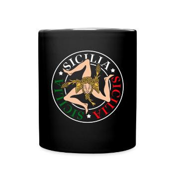 Sizilien flagge Sizilien Palermo Italien - Tasse einfarbig - Schwarz - Vorne