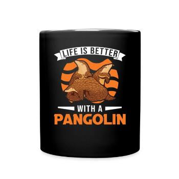 La vie est meilleure avec un pangolin - Mug uni - noir - Devant