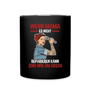 Mutter Reparieren Mechaniker Garage Handwerker Mam - Tasse einfarbig - Schwarz - Vorne
