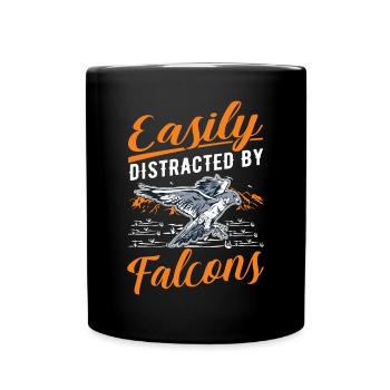 Facilement distrait par les faucons Falkenzüchter Falkner - Mug uni - noir - Devant