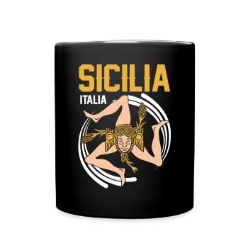 Sizilien flagge Sizilien Palermo Italien - Tasse einfarbig - Schwarz - Vorne
