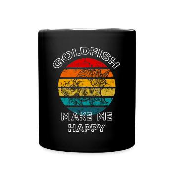 Goldfish Make Me Happy Retro Sunset - Mug uni - noir - Devant