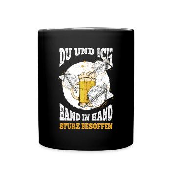 Bier Darts Verein Bar Verein Hand in Hand besoffen - Tasse einfarbig - Schwarz - Vorne
