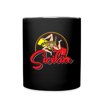 Sizilien flagge Sizilien Palermo Italien - Tasse einfarbig - Schwarz - Vorne