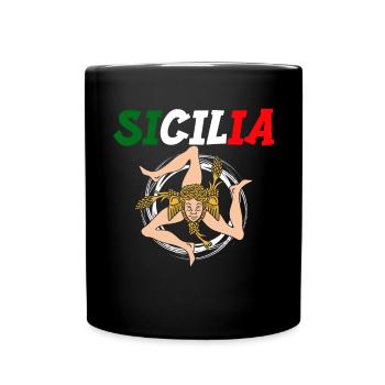 Sizilien flagge Sizilien Palermo Italien - Tasse einfarbig - Schwarz - Vorne