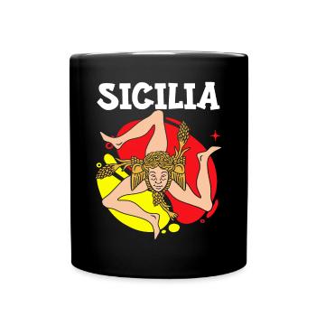Sizilien flagge Sizilien Palermo Italien - Tasse einfarbig - Schwarz - Vorne