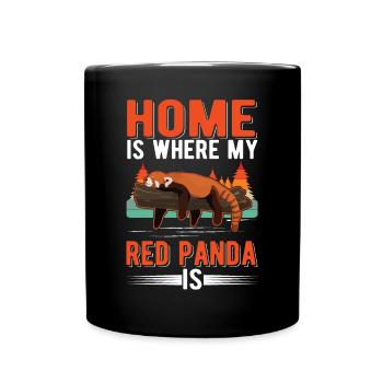 Home is where my Red Panda is Roter Panda - Full Colour Mug - black - Front