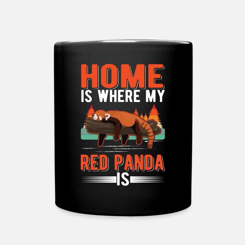 La maison est l’endroit où mon panda roux est Roter Panda - Mug uni - noir