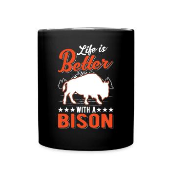 Life is better with a buffalo water buffalo - Full Colour Mug - black - Front