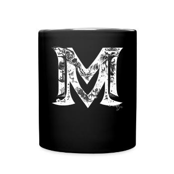 Buchstabe M Monogramm Hand gezeichnet Typografie G - Tasse einfarbig - Schwarz - Vorne