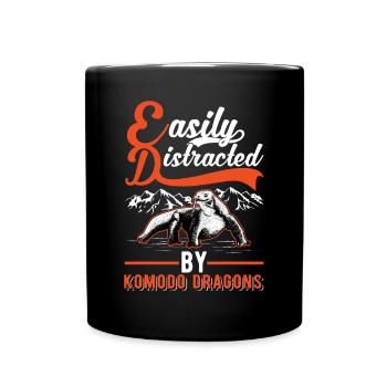 Easily distracted by Komodo Dragons Monitor - Full Colour Mug - black - Front