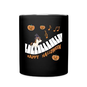 Cute horse foal wishes Happy Halloween - Full Colour Mug - black - Front