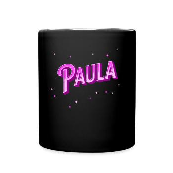 Paula Namen personalisiert - Tasse einfarbig - Schwarz - Vorne