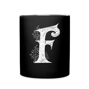 Buchstabe f Monogramm Handgezeichnete Typografie G - Tasse einfarbig - Schwarz - Vorne