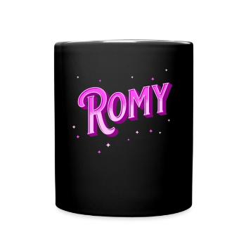 Romy Namen personalisiert - Tasse einfarbig - Schwarz - Vorne