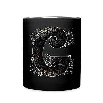 G Monogramm Alphabet Schriftzug Hand gezeichnet Go - Tasse einfarbig - Schwarz - Vorne