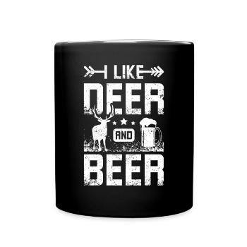 Chasse J’aime le cerf et la bière - Mug uni - noir - Devant