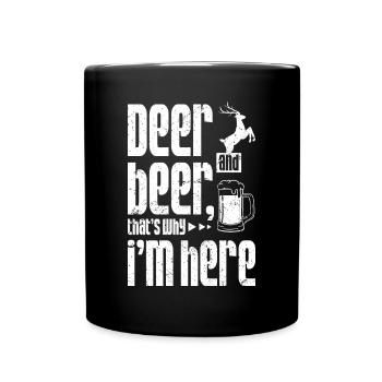 Cerf et bière, c’est pourquoi je suis ici - Mug uni - noir - Devant