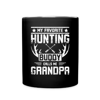 Mon compagnon de chasse préféré m’appelle grand-père - Mug uni - noir - Devant