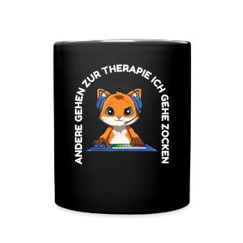 Gaming Fuchs - Lustiges Computerspiele Zocken - Tasse einfarbig - Schwarz - Vorne