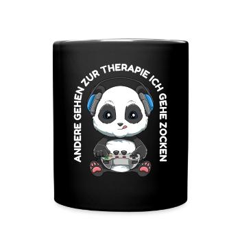 Gaming Baby Panda - Lustiges Videospiele Zocken - Tasse einfarbig - Schwarz - Vorne