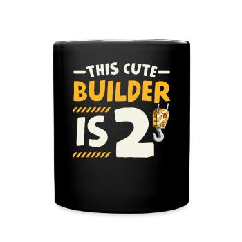 This Cute Builder Is 2 Construction Birthday - Full Colour Mug - black - Front