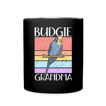 Budgerigar Grandma | Budgerigars Gift - Full Colour Mug - black - Front