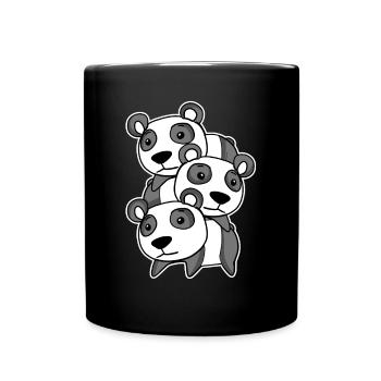 Niedliche Pandas - Tasse einfarbig - Schwarz - Vorne