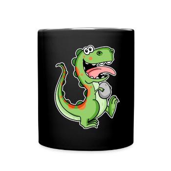 Dinosaur with Baby Dinosaur Egg - Full Colour Mug - black - Front