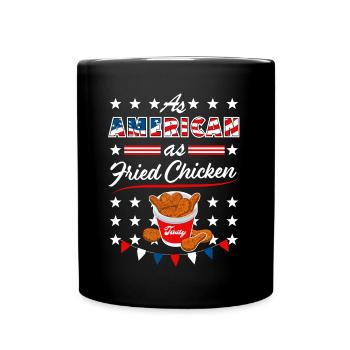 As American As Fried Chicken Lustig USA Design - Tasse einfarbig - Schwarz - Vorne