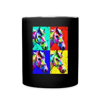 Pop Art Cheval Ferme Animal Lover Drôle Cheval Ri - Mug uni - noir - Devant